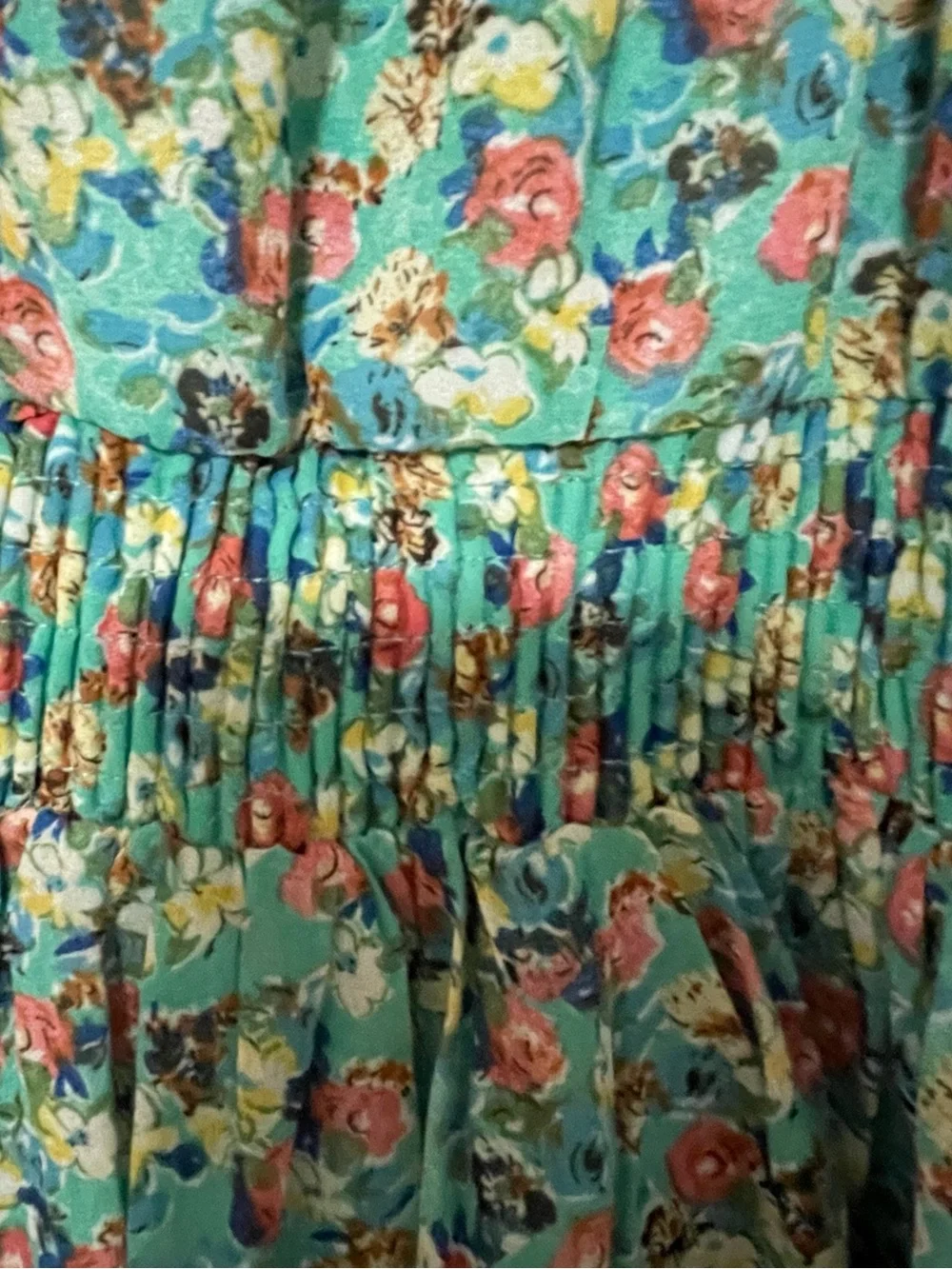 Girls' Teal Floral Ruffle Tiered Dress